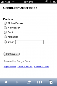 Screengrab of a simple mobile survey page